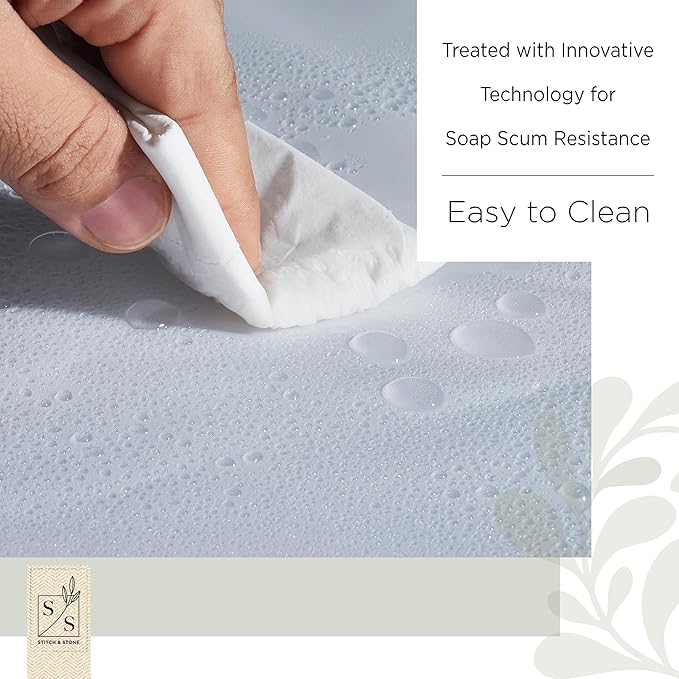 Stitch & Stone Shower Curtain Liner, Premium Heavyweight Durable Waterproof 8g PEVA for Bathroom with Weighted Magnets, Standard Size 72" x 72", Frosty 1 Pack