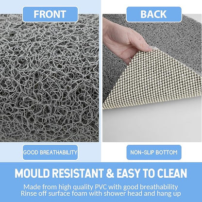 Non-Slip Bathtub Mat, Anti Slip Shower Mat, Fast Drying Bathtub Mats, Foot Scrubber Mat, Anti Slip Mat for Tub, Floor, Bathroom, Kitchen, Home, Hotel (Grey 59"×17.3")