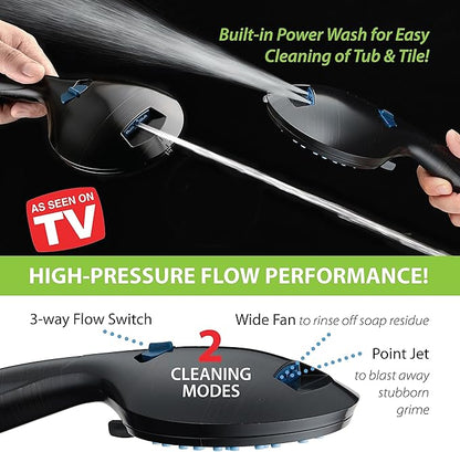 Hotel Spa AquaCare for California As-Seen-On-TV High Pressure Handheld Rain 50-mode 3-way Shower Head Combo, Anti-clog Jets, 2-mode Tub & Pet Power Wash, Wall Bracket, 6 ft. Hose, Rubbed Bronze