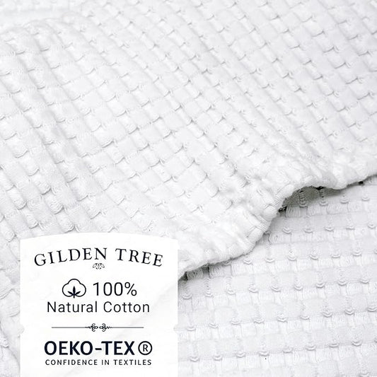 GILDEN TREE Waffle Bath Towels Wash Cloths for Showering, Exfoliating Washcloth Quick Dry Towel, Face Towels for Washing Face Cotton Washcloths Set of 4, Modern Style (White)