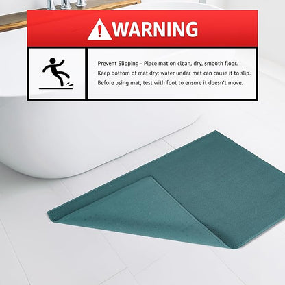 American Soft Linen Bath Rug, 17 in 24 in 100% Cotton Bath Mats Rugs for Bathroom, Slip Reducer Washable Shaggy Form Area Rugs, Colonial Blue Bath Rug
