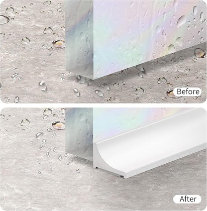 39Inch Shower Threshold Water Dam, Self-Adhesive Silicone Shower Barrier Water Stopper Shower Door Bottom Seal Strip Shower Splash Guard for Bathroom Kitchen Bathtub