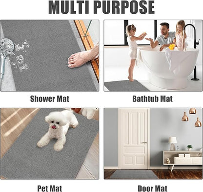 HOMBYS 58 x 32 Extra Large Shower Mat for Shower Stall Tub, Non Slip Bath Mat Bathroom Accessories, PVC Loofah Mats for Shower and Bathroom, Quick Drying, (Grey, 58"x32")
