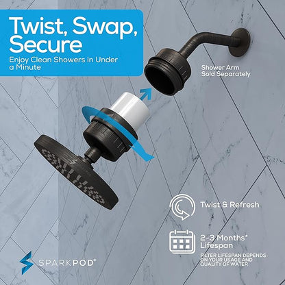 SparkPod Luxury Filtered Shower Head Set 23 Stage Shower Filter - Reduces Chlorine and Heavy Metals - High Pressure Showerhead Filter (6" Round, Vintage Oil Rubbed Bronze)