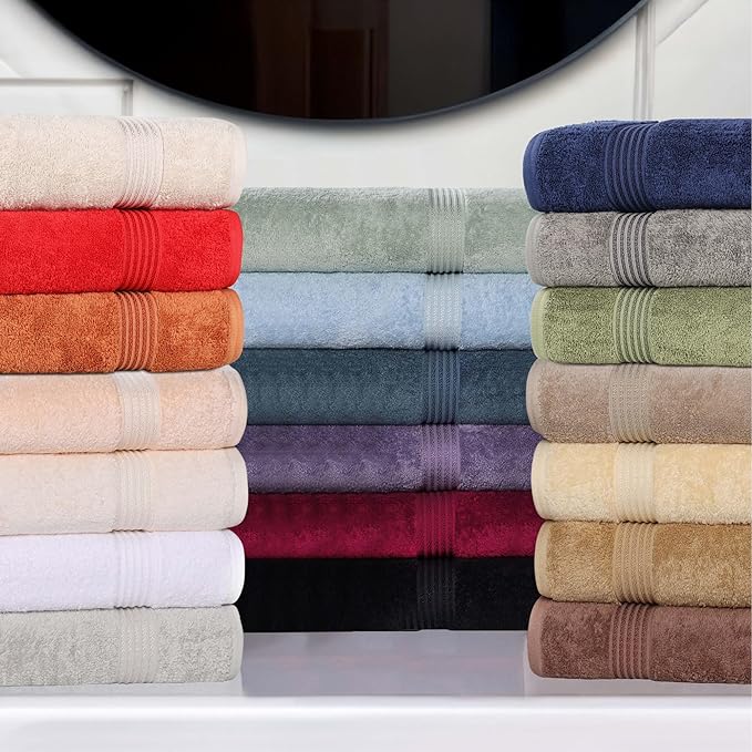 Superior Egyptian Cotton Bath Towel Set, Home Bathroom Towels, Master, Guest Bath, Decor Essentials, Quick Dry, Absorbent, Large Body Towels, Spa, Hotel, Resort, Adult, Kids, Set of 2, Sapphire