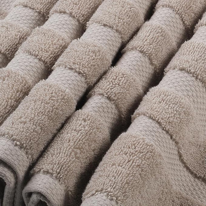 SOFE H&L | Olea Luxury Turkish Cotton Bath Towels Set of 6 : 2 Bath Towels 2 Hand Towels 2 Wash Cloths, Sand | Thick, Premium, Soft, Durable, Absorbent - Hotel Quality Towel Sets for Bathroom