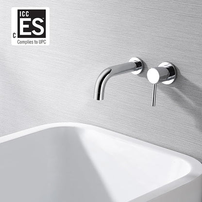 SUMERAIN Wall Mounted Bathtub Faucet, Single Handle Tub Faucet Set Including Rough-in Valve, Chrome