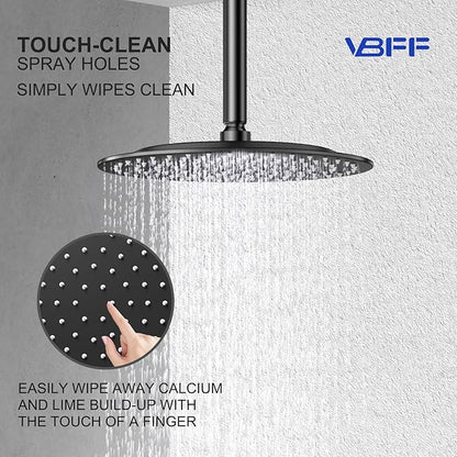 VBFF-Shower Head,rain shower head, 8 inch- Round Shower Head, 1.8 GPM Flow Rate, rainfall showerhead,VBFF11 (Matte Black)