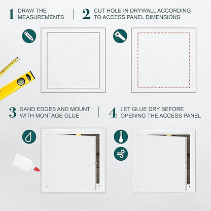 10" x 10" White Metal Access Door. Plumbing, Electricity, Heating, Alarm Wall Access Hole Cover for Drywall.