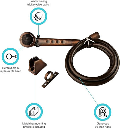 Dura Faucet DF-SA130-ORB RV Economical Shower Head and 60-inch Hose Kit - Water-Saving Trickle Switch (Oil Rubbed Bronze)