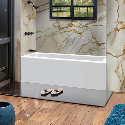 Fine Fixtures Acrylic, Fiberglass Alcove Soaking Bathtub with Integral Apron Front - Drain Included (66" x 36", Left Hand, White)