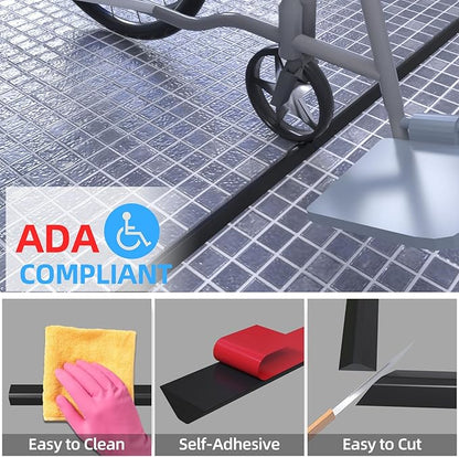 Duzzy 98 Inch Collapsible Shower Water Dam, Shower Threshold Water Stopper Barrier and Retention System and Keeps Water Inside Threshold Dry and Wet Separation, Suitable for Bathroom & Kitchen