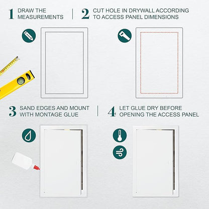 10" x 16" White Metal Access Panel. Service Shaft Door Panel. Plumbing, Electricity, Heating, Alarm Wall Access Panel for Drywall. Bathroom Services Access Hole Cover.