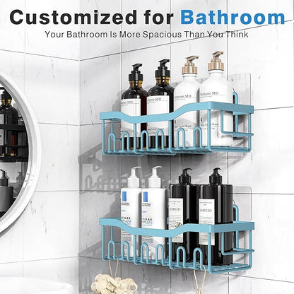 EUDELE Shower Caddy 2 Pack, Adhesive Shower Organizer for Home Decor & Kitchen Organizers, No Drilling, Rustproof Stainless Steel Bathroom Shelves