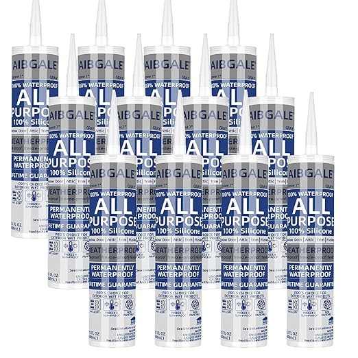 12 Packs Gray Silicone Sealant, 100% Waterproof Silicone Caulk, Adhesive Caulking Silicone for Indoor Outdoor Windows, Aquarium, Bathtub, 10.1 oz (12)
