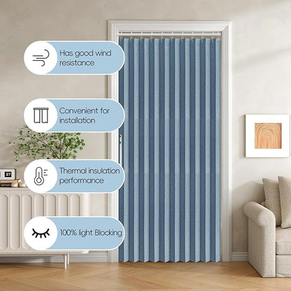 100% Blackout Fabric Folding Door Curtain with Magnetic Closure - Accordion Style for Sliding Doors, Closets,Wardrobe and Temporary Door Solutions Doorway Curtains（W42 x L78, Blue 1 Panel）