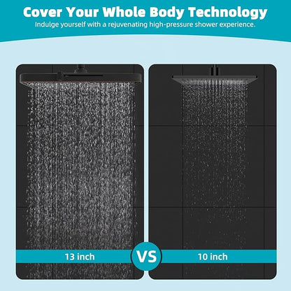 Hibbent 5 Spray Modes Shower Head, 13'' High Pressure Rain Shower Head, Large Rainfall Showerhead, High Flow Waterfall Bathroom Fixed Showerheads with Adjustable Swivel Ball Joint, Oil Rubbed Bronze