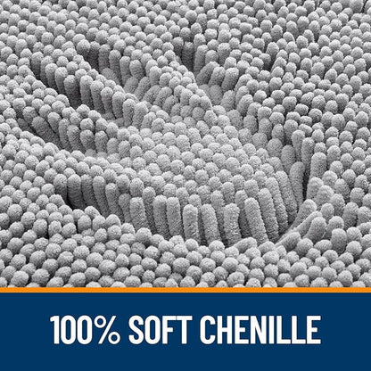 OLANLY Bathroom Rugs 34x21, Extra Soft Absorbent Chenille Bath Rugs, Rubber Backing Quick Dry, Machine Washable Bath Mats for Bathroom Floor, Tub and Shower, Home Decor Accessories, Grey