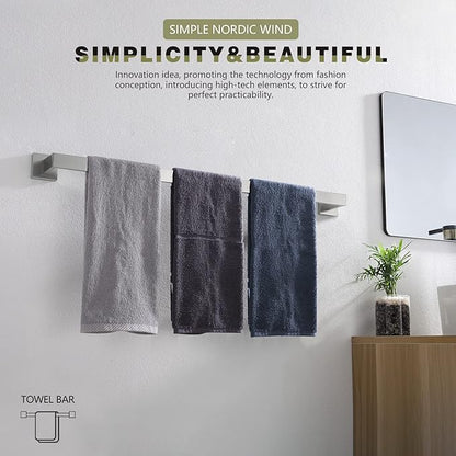 KOKOSIRI 32-Inch Single Towel Bar, Bathroom Kitchen Towel Holder, Wall Mounted SUS304 Stainless Steel Towel Rack, Brushed Nickel, B4003BR-L32