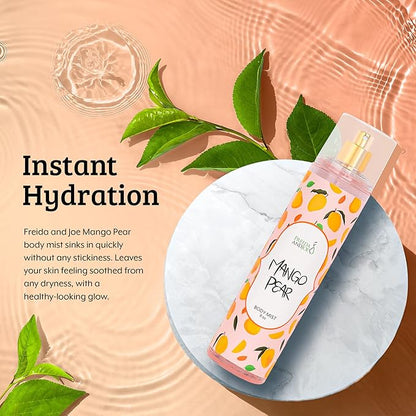 Home Spa Gift 10oz Deep Moisturizing Fragrance Body Lotion & 8 oz. Fine Fragrance Body Mist Set Luxury Self-Care Combo for Women and Girls (Mango Pear)