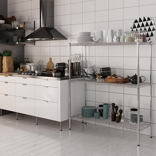 18" Deep x 48" Wide x 54" Height Wire Shelving Kit | 3-Tier | NSF Commercial Storage Rack Unit