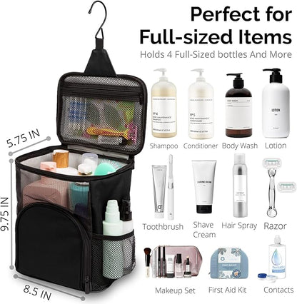 Original Portable Shower Caddy For College Dorms - Foldable Mesh Tote - Dorm Room Essentials - Durable Hanging Travel Shower Bag - Perfect for College Students, Men, Women (Black)
