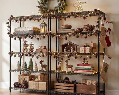 PrimeZone Wire Metal Storage Shelves - 5 Tier Adjustable NSF-Certified Heavy Duty Garage Shelving Unit Organizer Rack, Steel Utility Shelf for Kitchen, Pantry, Closet, 35.5" W x 14" D x 72" H, Black