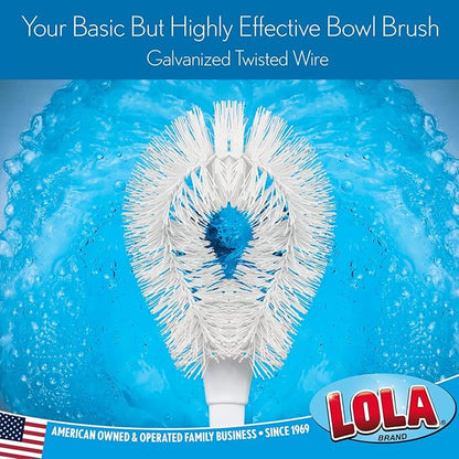 LOLA Toilet Bowl Brush w/Curved Head, 4 Pack, Coated Wire, Durable Poly Bristles, Reaches Under Toilet Bowl Rim