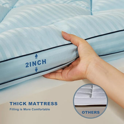 BEDLORE Twin XL Mattress Topper, Thick Pillow Top Pad for Back Pain Relief, Soft Mattress Cover with Deep Pockets 6-15 inch