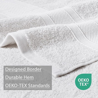 TRIDENT Soft & Plush Luxury Towel Set, 100% Cotton, 2 Bath Towels 2 Hand Towels 2 Washcloths Highly Absorbent Towels for Bathroom, 6 Pieces snowclad White Towel Sets