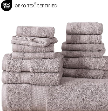 LANE LINEN 100% Cotton Bathroom Towel Set - 6 Pieces - Fluffy, Super Soft & Highly Absorbent - 2 Large Bath Towels, 2 Washcloths, 2 Hand Towels - Ringspun, Double Sided Cotton Terry - Platinum
