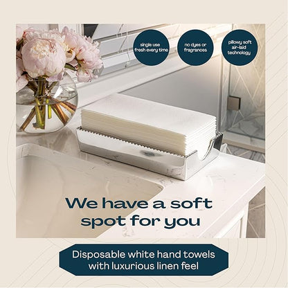 Disposable Linen-Feel Guest Hand Towels [MEDIUM SIZE - Pack of 7500] - Disposable Cloth-Like Bathroom Napkins - Soft And Absorbent Paper Napkin For Kitchen, Bathroom, Party, Wedding, Or Event