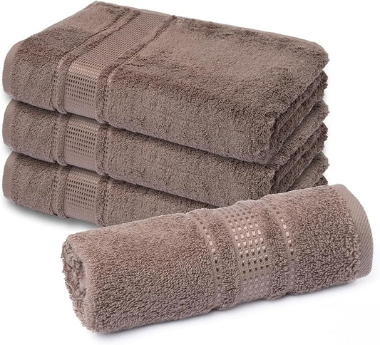 Melissa Linen, 4 Piece Washcloths Set, Absorbent Cotton Towels for Body and Face, 12 in x 12 in, Quick Dry, Durable and Soft, Baby Wash Cloths, Wash Rags for Kitchen, Mocha Brown