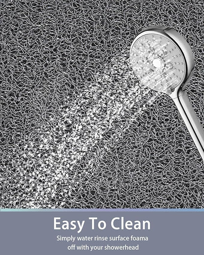 Mecko Non-Slip Shower Mat, Anti-Slip Bath Mat with Suction Cups – Quick-Drying Loofah Texture for Tub with for Indoor and Outdoor Use, Bathtubs and Wet Areas (Grey, 17"x30")