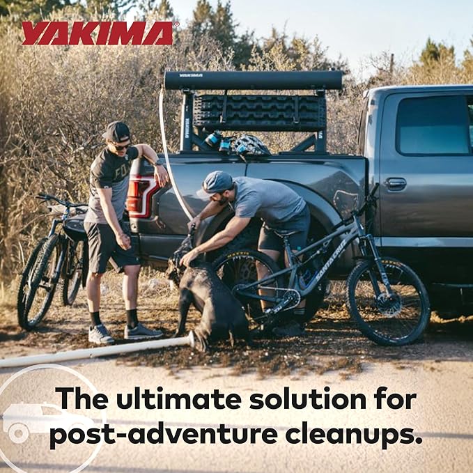 Yakima RoadShower Portable Aluminum Pressurized Water Storage with Garden Hose Adapter and 2 Outlet Water Ports