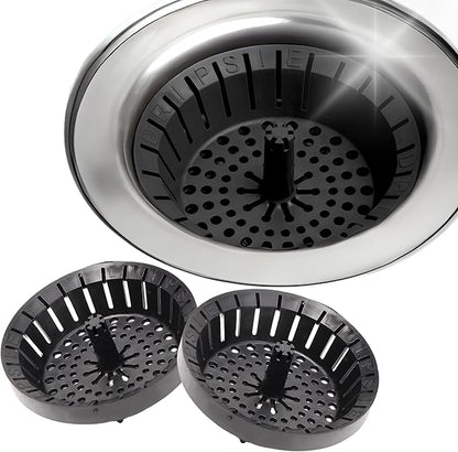 Kitchen Sink Strainer 3.25" - Dripsie Anti-Clog Food Catcher, Flexible Drain Basket, Dishwasher Safe, Standard Fit, Made in USA (3-Pack Black)