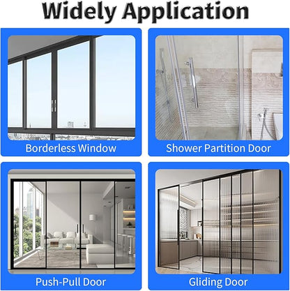 Shower Door Side Seal Strip,79 Inch U-Type Frameless Shower Door Seal, U-Type Shower Door Sweep for 1/4"(6mm) Thick Glass