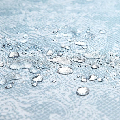 90 Inch Extra Long Shower Curtain - Chantilly Lace Design, Heavyweight Polyester, Storm Blue to White Ombre, 72" W x 90" H
