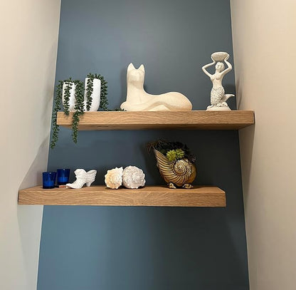joelsantiques 24 Inch Wooden Floating Shelves for Wall - 24x10x2 in - Made of Natural Wood - Long Heavy Duty Rustic Wall Shelves for Bedroom - Perfect for Living Room, Kitchen - Beige