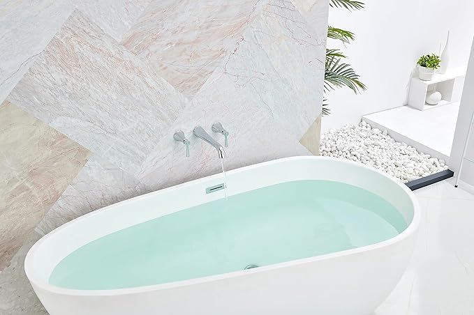 SITGES High Flow Chrome Wall Mount Bathtub Faucet with Two Level Handles,Extra-Long 10.5" Spout Reach Solid Brass Wall Tub Filler with Rough-in Valve Included