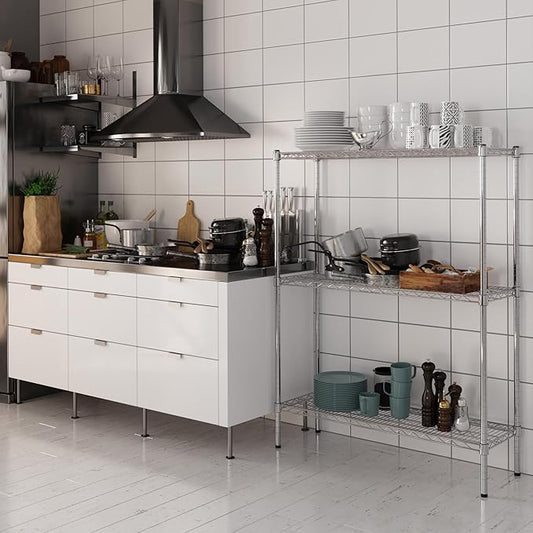 14" Deep x 42" Wide x 54" Height Wire Shelving Kit | 3-Tier | NSF Commercial Storage Rack Unit