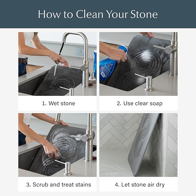 Dorai Home Bath Stone Mat 23.6"x15.4" (2-Pack) – Quick-Dry, Non-Slip Diatomite Stone Bath Mat, Rain Sandstone