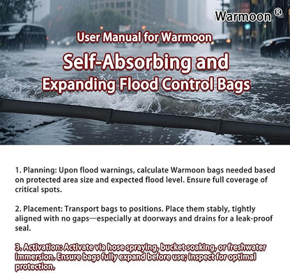 Self-Absorbing Reusable Flood Bags with Handles - Evenly Distributed Absorbents, Multiple Lengths - Home/Garage/Commercial Protection (5ft (Pack of 5) - with Handles)