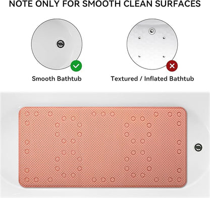 Bathtub Mat Non Slip 36” X 17” Shower Mat Soft Foam Bath Mats for Bathroom Tub, Bathtub Mat with Drain Holes, Suction Cups, Shower Mat Non Slip (Orange, 36'' x 17'')