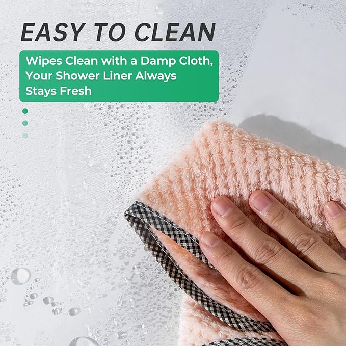 AmazerBath Plastic Shower Curtain, 70 x 72 Inches PEVA Heavy Duty Clear Shower Curtain, Waterproof Heavy Weight Thick Bathroom Curtain with 3 Big Clear Weighted Stones and 12 Rustproof Grommets