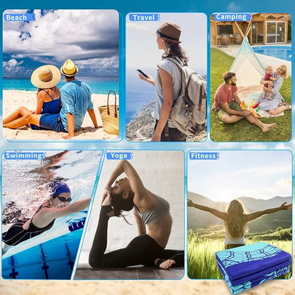 6 Pack Microfiber Oversized Lightweight Beach Towel 71x32 Extra Thin Large Sand Free Towels Travel Swim Pool Yoga Gym for Adults Women Men Beach Essentials Accessories Vacation Gift