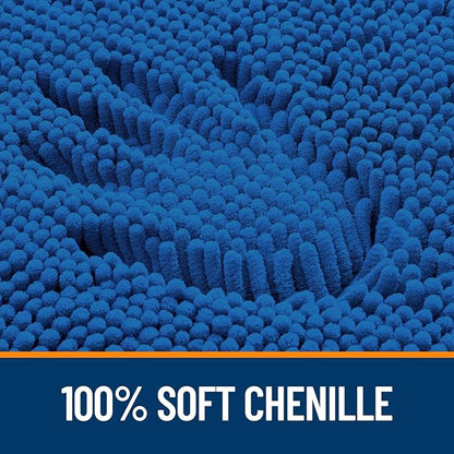 OLANLY Bathroom Rugs 36x24, Extra Soft Absorbent Chenille Bath Rugs, Rubber Backing Quick Dry, Machine Washable Bath Mats for Bathroom Floor, Tub and Shower, Home Decor Accessories, Deep Navy Blue