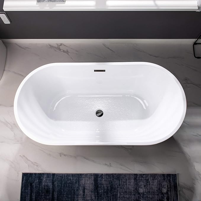 WOODBRIDGE BTA1514-MB-Drain &O+ Pillow Bathtub, Black
