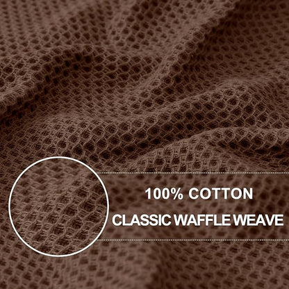 Homaxy 100% Cotton Waffle Weave Kitchen Dish Towels, Ultra Soft Absorbent Quick Drying Cleaning Towel, 13 x 28 Inches, 12-Pack, Coffee