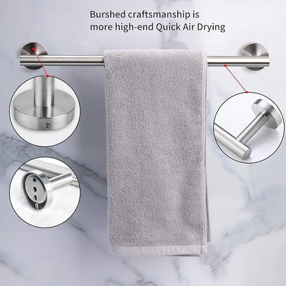 Cilee 8 Piece Brushed Nickel Bathroom Hardware Set, 24inch Bathroom Towel bar+Towel Ring+Toilet Paper Holder+ Robe Towel Hook, SUS304 Stainless Steel Bathroom Accessory Set